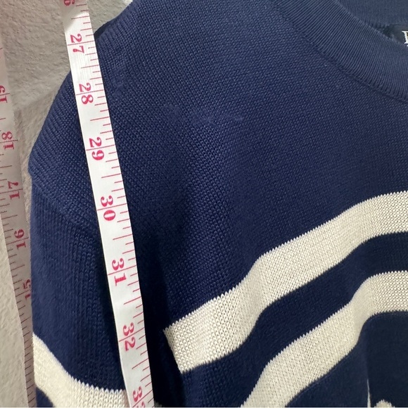 Vintage Escada by Margaretha Ley Navy Blue White Striped Floral Sweater Size 38 - Picture 3 of 16